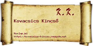 Kovacsics Kincső névjegykártya